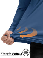 Sun Protection Shirts for Men Long Sleeve 1/4 Zip Outdoor Athletic Performance Workout Shirt for Men Quick Dry Fit Sports Shirts Blue Grey M