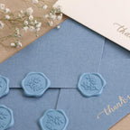 UNIQOOO Wax Seal Stickers - Eucalyptus Wedding Invitation Envelope Seal Stickers, 50 Pcs Self- Adhesive Dusty Blue Stickers, Perfect for Invitation, Christmas, Gift Wrapping