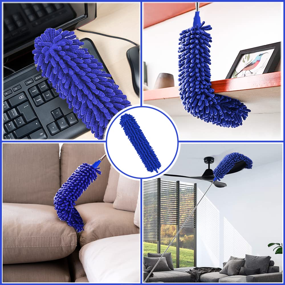 Microfiber Duster, 8PCS Feather Duster with 100 Inch Telescoping Extension Pole, Reusable Bendable Dusters, Washable Lightweight Dusters for Ceilings Fans(2023 UAGRED)