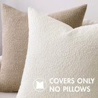 MIULEE Set of 2 Beige Throw Pillow Covers 22x22 Inch Decorative Couch Pillow Covers Textured Boucle Accent Solid Christmas Pillow Cases Soft for Cushion Chair Sofa Bedroom Livingroom Home Decor