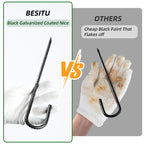 Besitu 12 Inch Rebar Stakes J Hook Ground Stakes 16-Pack Heavy Duty Galvanized Chain Link Fence Stakes Metal Tent Stakes for Outdoor Lawn Decorations Inflatables Canopy Swing Set