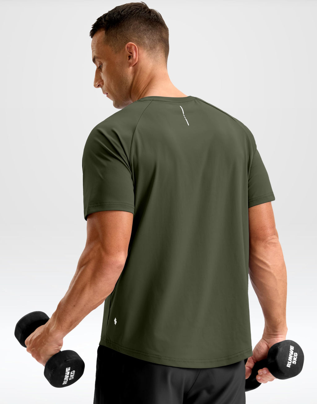 Mens Workout Shirts Quick Dry Athletic Running T-Shirts Short Sleeve Cooling Moisture Wicking Gym Active Tee Tops Olive L