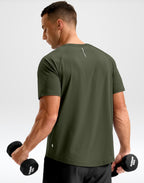 Mens Workout Shirts Quick Dry Athletic Running T-Shirts Short Sleeve Cooling Moisture Wicking Gym Active Tee Tops Olive L