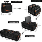 Car Trunk Organizer and Storage with Lid & Removable Leakproof Cooler Bag, Car Accessories 6 Removable Dividers for Custom Space, Collapsible Large Trunk Organizers Interior for SUV Sendan with Cover