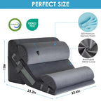 MEGCXIT 4PCS Bed Wedge Pillow for Headboard, 10-in-1 Adjustable Foam Wedge Pillow for Acid Reflux Relief, 23” Wide Triangle Pillow Wedge for Post Surgery, Back Pain Relief & Snoring, Grey