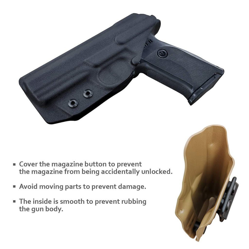 Ruger SR9 Holster, Ruger SR40 Holster - Kydex IWB Holster Ruger SR9 / Ruger SR40 Holster IWB - Inside Waistband Holster Widened Entrance For Ruger SR9 / SR40 Accessories ( Black, Right Hand)
