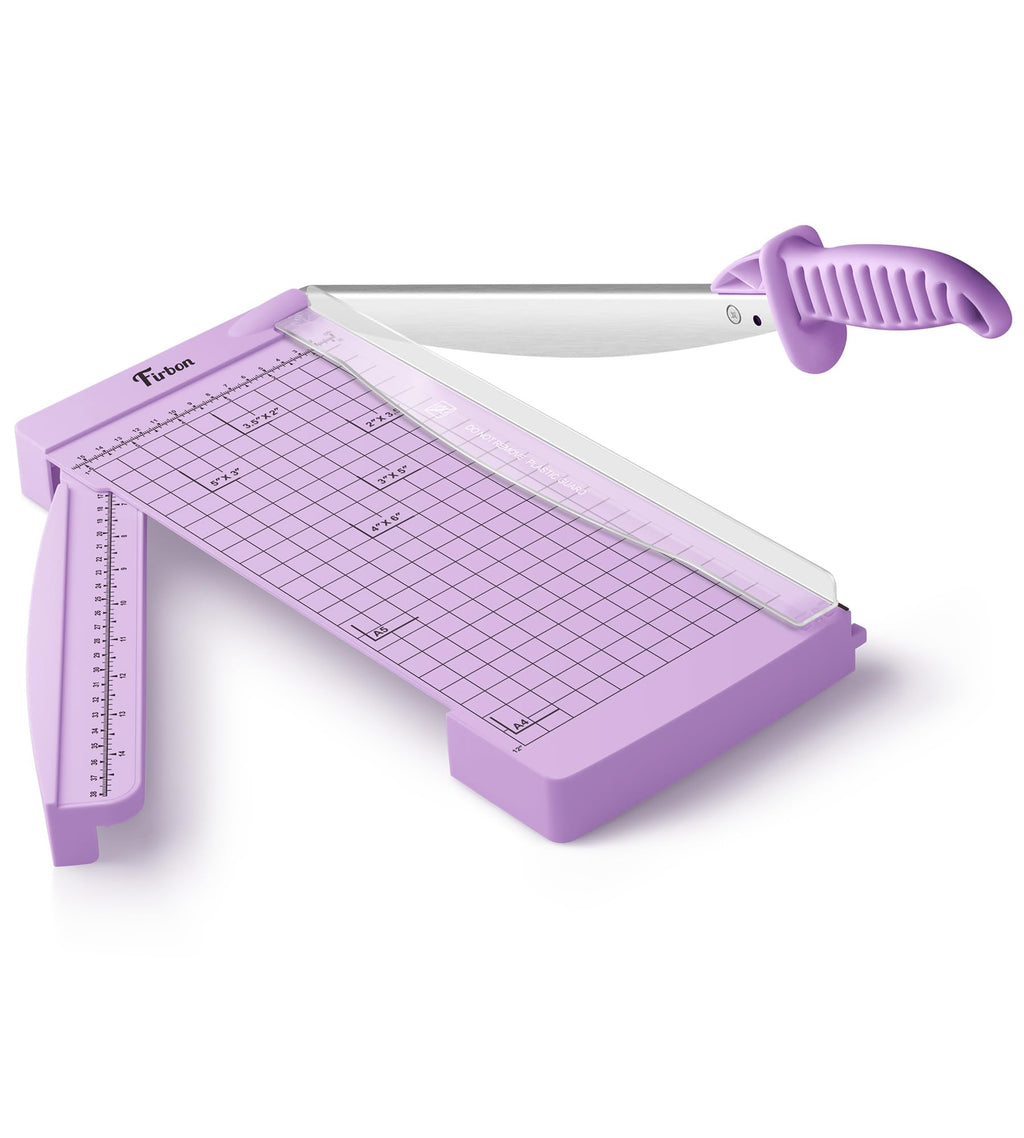 12" Guillotine Paper Cutter with Hidden Ruler, Compact Heavy Duty 12-Sheet Capacity Trimmer for Cardstock, Photos, Scrapbooking, Office, Classroom, Studio (Purple)
