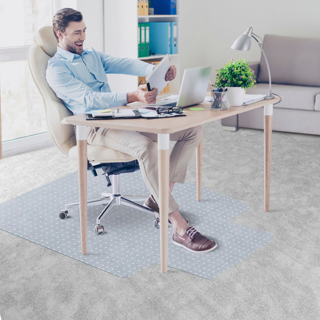 SUPER DEAL Upgraded 48" X 36" Transparent Office Mat Chair Mat, Heavy Duty Carpets with Lip for Hardwood Floor, Rug Carpet Floor Computer Desk Low and Medium Pile Carpets