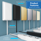 LIDER Flat-Face Outlet Extender with 3 Receptacles, Ultra-Thin Wall Plate Plug with Cord Extender and 3-Outlet Power Strip, 3ft Cord, LWE3-315-W, White