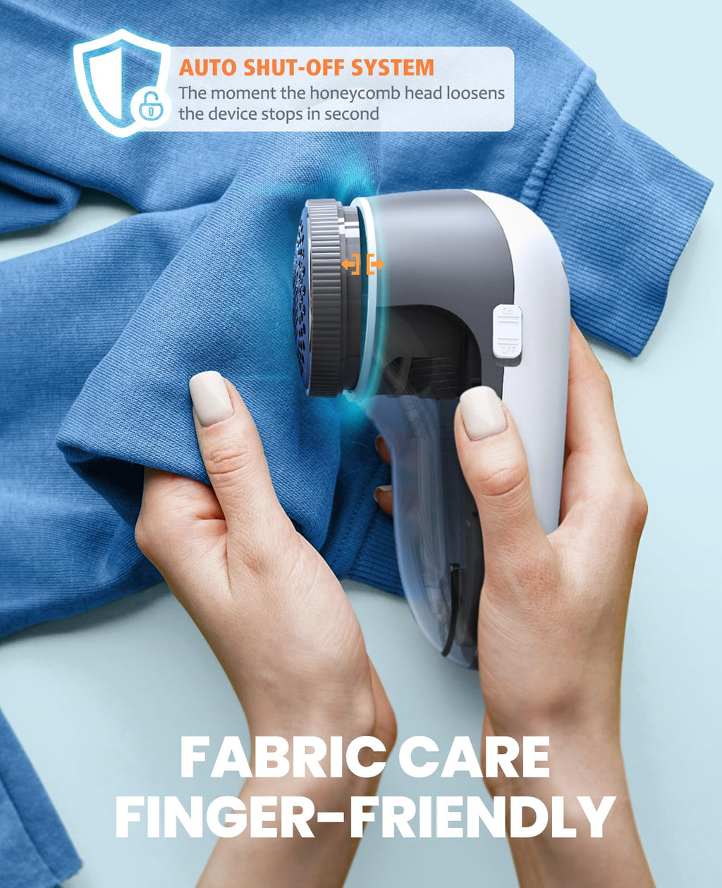POPCHOSE Fabric Shaver, Lint Remover for Clothes, Battery Operated Lint Shaver with 6-Leaf Blades, Sweater Shavers to Remove Pilling for Clothing, Couch, Furniture, Fuzz, Lint Ball, Pillings