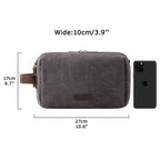 BAGSMART Toiletry Bag for Men, Canvas Travel Toiletry Organizer Dopp Kit Water-resistant Shaving Bag for Toiletries Accessories,Grey-Medium