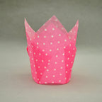 QLSmypkg Large Muffin Greaseproof paper Baking cupcake cups, 2-1/4" x 4" Pink printed with Polka Dot Tulip Baking Cup(Large) (125pcs)