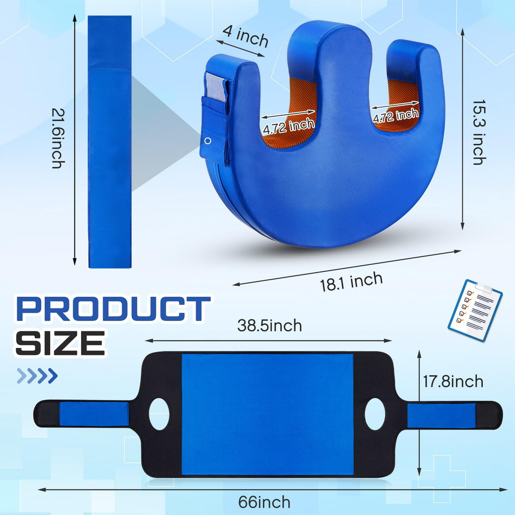 TrelaCo 2 Pcs Bedridden Patient Turning Device Set, Including 1 Turning Pillow and 1 Turning Belt, Prevent Muscle Atrophy for Elderly Seniors Disability Prevention Bed Sore Aid Care(Blue)