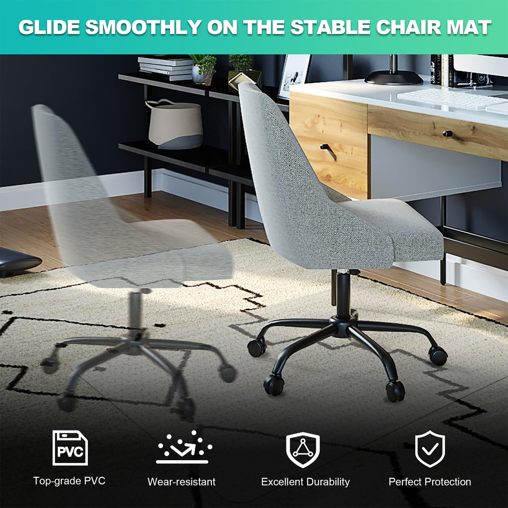 Thickened Chair Mat for Carpet - 48”X 36” Heavy Duty Office Chair Mat for Low-Pile Carpeted Floor. Easy Rolling Carpet Protector for Office Computer Desk Chair, Clear