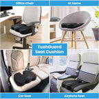 TushGuard Seat Cushion, Office Chair Cushions, Car Seat Cushion, Non-Slip Sciatica & Back Coccyx Tailbone Pain Relief Chair Pad, Memory Foam Butt Pillow for Computer Desk, Office Chair(Black, XXL)