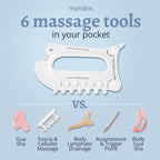 6-in-1 Ceramic Body Gua Sha Facial Tools - Lymphatic Drainage Tool, Face Sculpting Tool & Acupressure Tool - Body Guasha, Trigger Point Massage Tool for Fascia Massage and Cellulite. MyHalos