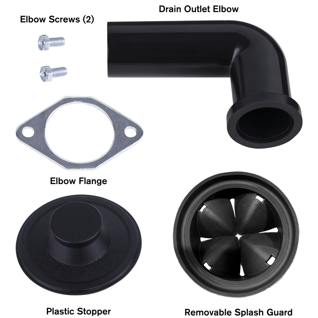 Waste Maid 10-US-WM-048-3B Garbage Disposal Anti-Jam Stainless Steel Food Waste Grinding System, 1/3 HP Compact, Black