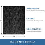 Office Chair Mat, TYDLE 50" x 65" Large Chair Mat for Hard Floor, Vinyl Chair Mat for Gaming Chairs, Slip Resistant Floor Protector Rolling Computer Desk Mat for Hardwood Floor, Black