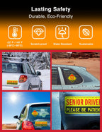 5-Pack Senior Driver Stickers (Non-Magnetic) – Promotes Road Safety for Elderly Drivers, Reusable, Reflective, Paint-Safe Decals for Car Bumper and Windows