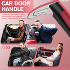 NINEMAX Car Door Handle Assist for Elderly, Vehicle Door Latch Support Handle Portable Grab Cane for Getting in/Out of Car (Red)