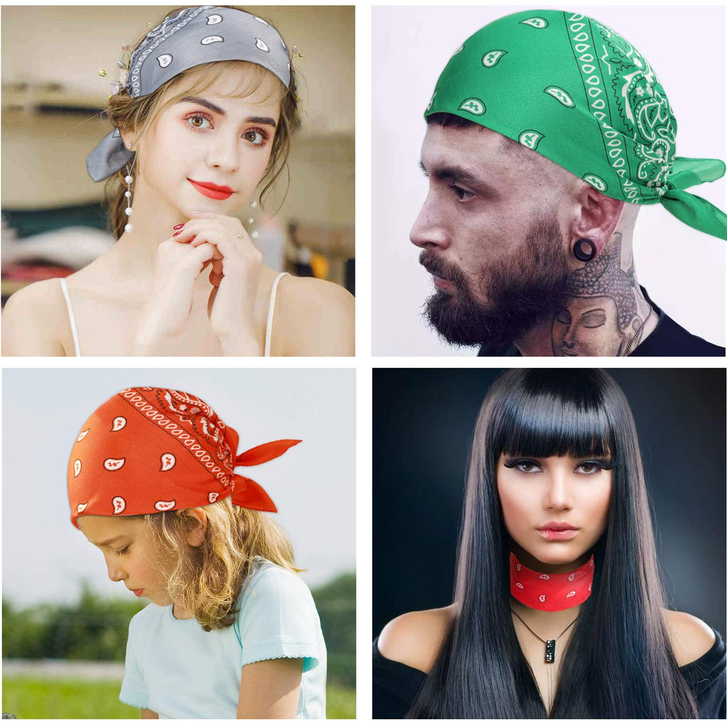 16 Pcs Bandanas Multi-Purpose Bandana Headbands Party Outdoor Head Scarf 22x22 inch Handkerchiefs for Women Men