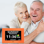 LXBYJKJ 7 Inch Digital Clock with Day and Date for Elderly Alzheimer's Dementia Clock Customizable Alarms 3 Display Modes Large Font Digital Alarm Clock for Seniors Orange