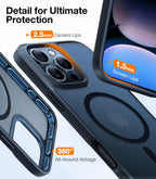 TORRAS Stronger Magnetic & Shockproof for iPhone 16 Pro Case, Military Grade Drop Protection, Compatible with MagSafe, Case for iPhone 16 Pro Case Slim, Silicone Anti-Scratch, Translucent Matte Black