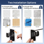 No Drill Curtain Rods for Window 28 to 47 Inches, 5/8 Inch Diameter Renter Friendly Drapery Rod with Adhesive Brackets without Drilling, Adjustable from 27 to 52 Inches, Black