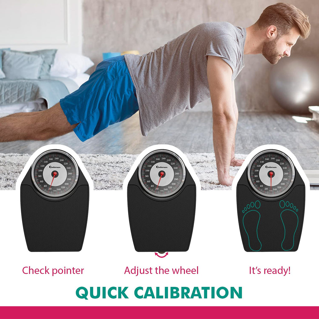 Adamson A24 Scales for Body Weight - Up to 350 LB - NEW 2024 - Anti-Skid Rubber Surface Extra Large Numbers - High Precision Bathroom Scale Analog - Durable with 20-Year Warranty