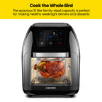 CHEFMAN Multifunctional Digital Air Fryer+ Rotisserie, Dehydrator, Convection Oven, 17 Touch Screen Presets Fry, Roast, Dehydrate, Bake, XL 10L Family Size, Auto Shutoff, Large Easy-View Window, Black