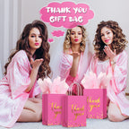 Tinlade 30 Pcs Thank You Gift Bags with Tissue Paper Gold Thank You Wedding Bags with Handle for Graduation Business Shopping Wedding Baby Shower Party Favors(Rose Red)