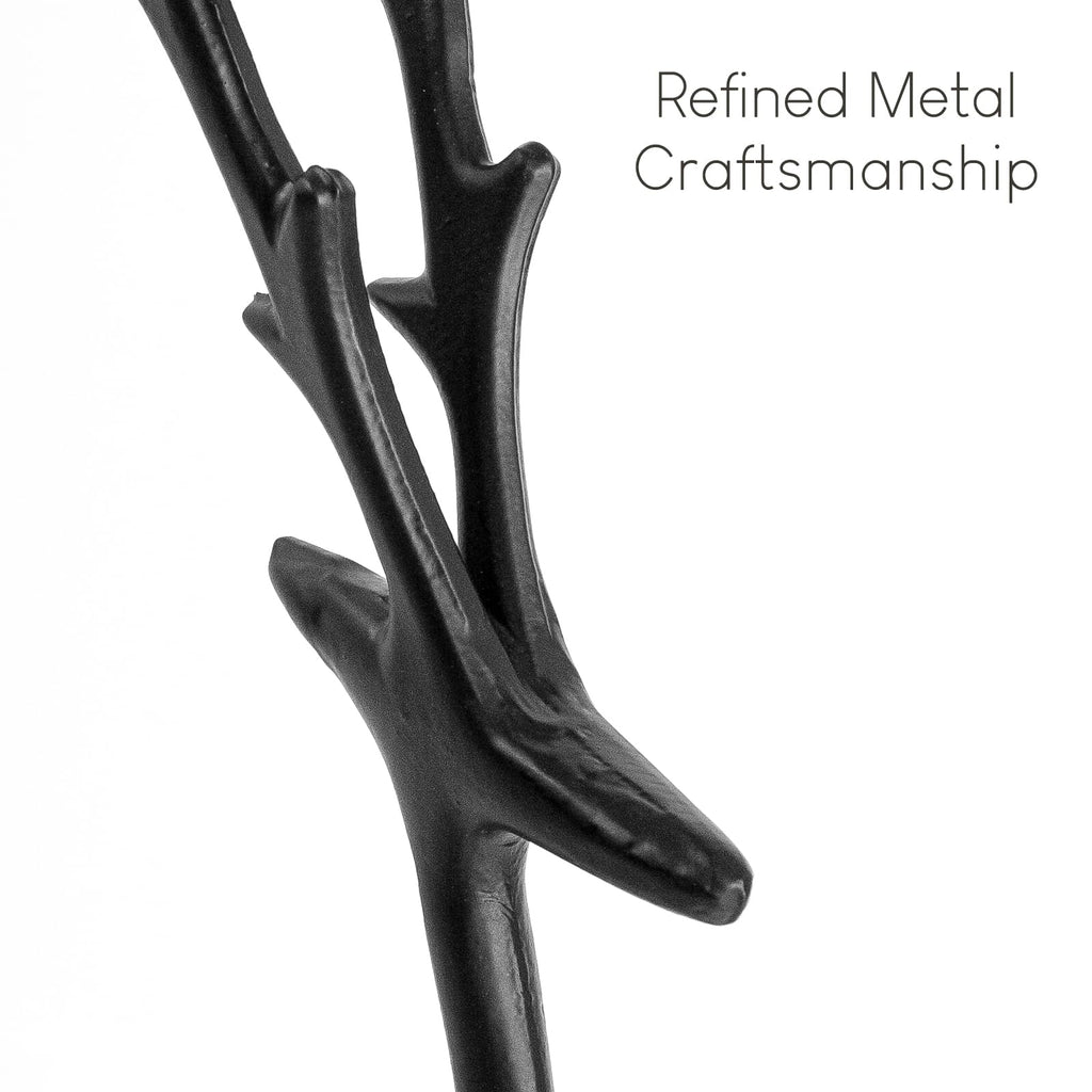 Christmas Decorations - Set of 2 Black Reindeer Statues - Modern Aluminum Alloy Xmas Figurines - Elegant Indoor Holiday Decor - Table Centerpieces - Ideal for Mantel Living Room Bedroom Office