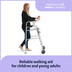 Medline Upright Aluminum Junior Folding Walker – Comfortable, Maneuverable, for Injury, Balance, Posture & Recovery