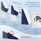 Welzona Wedge Pillow with Extra Replaceable Covers, 2024 New 12'' Bed Wedge Pillow for Sleeping and Snoring, Acid Reflux, Heartburn, GERD, Top Memory Foam Pillow Wedge for Improved Post-Surgery Sleep