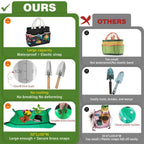22Pcs Gardening Tools Set for Women Heavy Duty Garden Hand Tool Kit Garden Gifts for Mothers Day Mom Beginner Gardening Accessories with Tote Bag/Shovel/Repotting Mat/Plant Labels/Gloves-Black