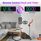 Soobest 14" Large Remote Digital Wall Clock with Timer for Living Room Home Gym, Plug in Big LED Electric Color Changing Clock with Date Day of Week Temperature Display for Elderly Seniors, Auto DST
