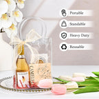 Ohuimrt 24 PCS Clear Plastic Gift Bags with Handles, Reusable Party Favor Bags with Ribbon Transparent Gift Wrap Bags Bulk for Weddings Birthdays, 5.9 x 7.9 x 2.8 Inches