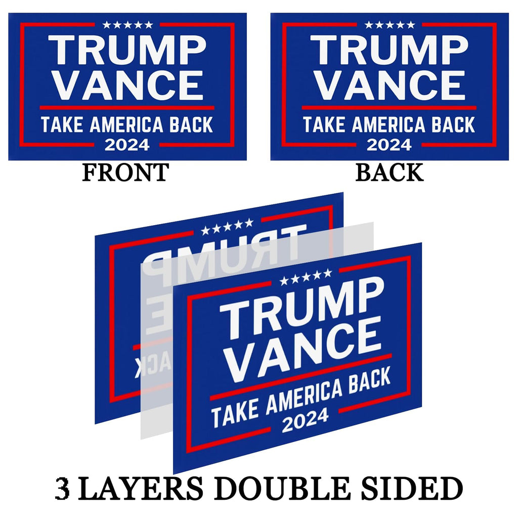 Double Sided Trump Vance 2024 Flag For President Flag 2x3 Outdoor- 3Ply 240D 4 Rows Stitched- Donald Trump Take America Back Flags Banner - UV Fade Resistant With Canvas Header & 2 Brass Grommets