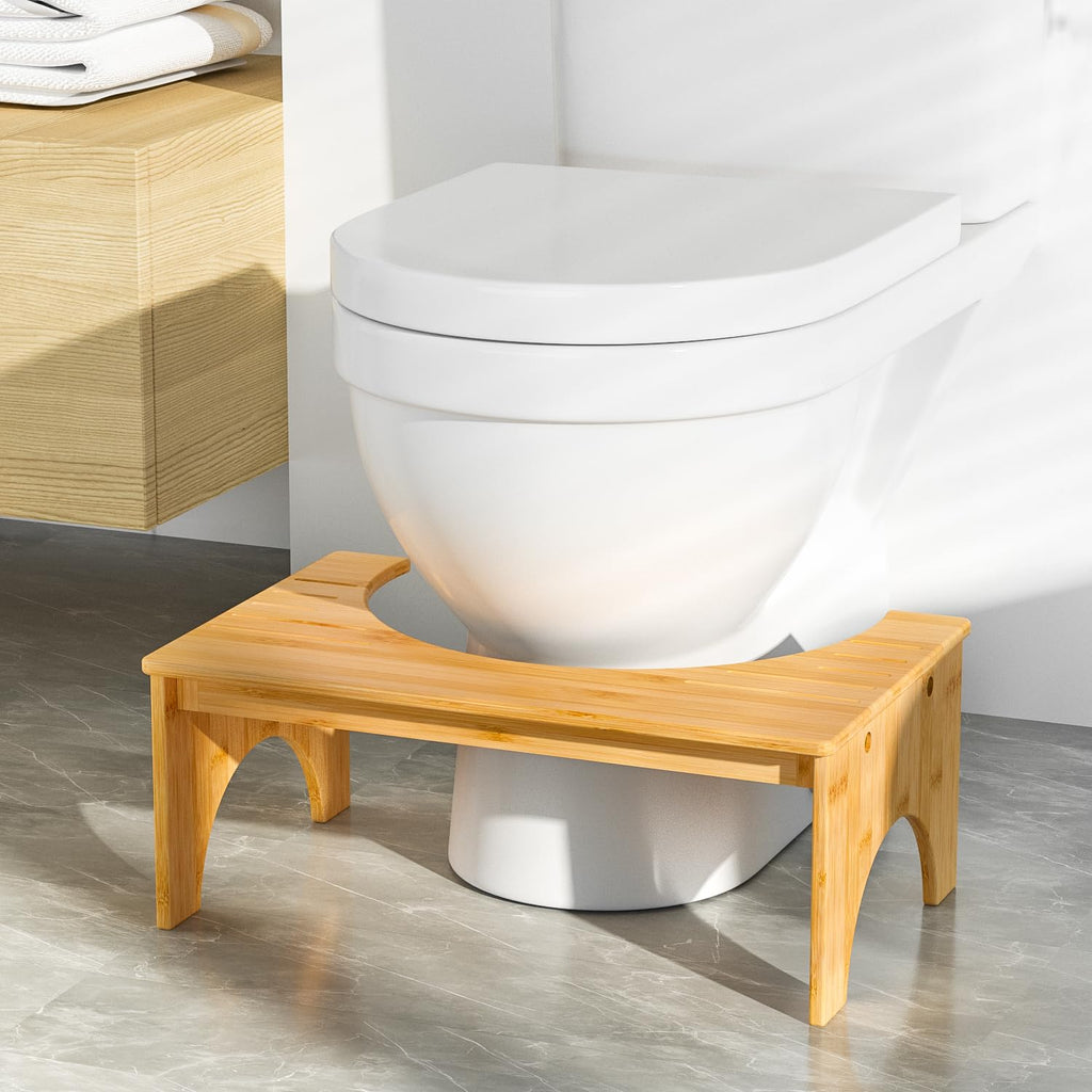 PheeHong Toilet Stool Bamboo Poop Stool for Bathroom - 7 Inches Height for Adults and Kids Squat Foot Stool can Relieve Intestinal Pressure and Help Defecation