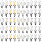 Meconard C7 Led Replacement Christmas Light Bulbs, C7 Shatterproof Led Bulbs for Christmas Outdoor String Lights, E12 Candelabra Base, Commercial Grade Holiday Bulbs, Warm White, 50 Pack