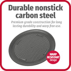 GoodCook AirPerfect 14" Insulated Nonstick Carbon Steel Pizza Pan with Cutting Guides, Perforated Nonstick Pizza Pan, Gray