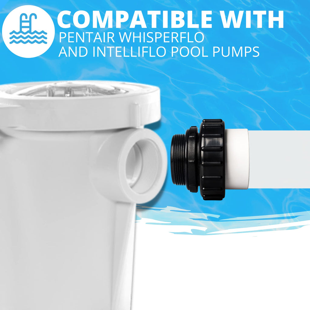 TonGass (2-Pack) 2" MIP x 2.37" PVC Hi-Temp Unions Compatible with Pentair Whisperflo & Intelliflo Pool Pumps Hand-Tightened Pool Pump High Temp Unions Replacement for Schedule 40 Male Adapters