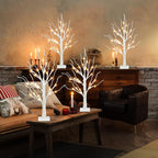 PEIDUO Christmas Tree for Home Decor, 2FT Tabletop Tree with LED Lights, Warm White Tree Lamp, Fairy Light Spirit Tree for Room Inside Fireplace Christmas Decorations, Battery Powered, Timer (4PK)