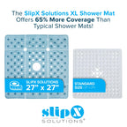SlipX Solutions Extra Large Square Shower Mat, 27"x27", Non-Slip Stall Mat for Elderly & Kids Standing Bath Tub Mat, Machine Washable, Suction Cups, Dusty Blue