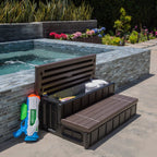 XtremepowerUS Universal 2 Slip-Resistant Spa & Hot Tub Step Outdoor Indoor Stool Pool Ladder Compartment Spa Step 36" Inches Long with Storage, Brown/Black