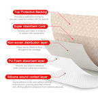 FRESINIDER Silicone Foam Dressing with Adhesive Border – Wound Dressing Bandage – Silicone Foam Pad – Pack of 10 – 5 x 5 Inches Large Waterproof Bandages – Self Adhesive Wound Care and Dressings
