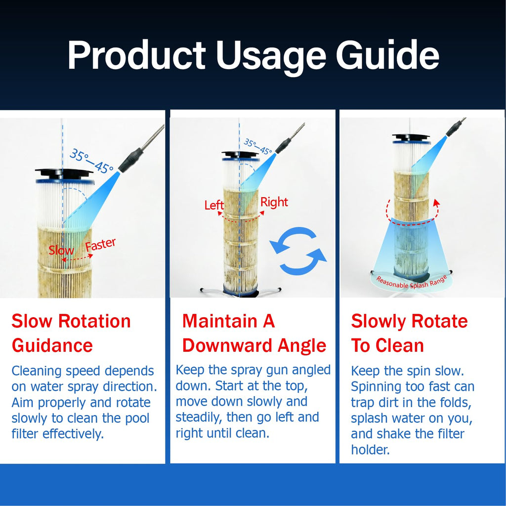 Vootenec Vertical Pool Filter Cleaner Stand Tool - Boosts Cleaning Speed, Universal Fit for 3", 4", 6" Filter Cartridges