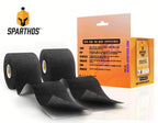 Sparthos Tape Kinesiology Tape (Pack of 2) - Support for Athletic Sports and Recovery - Kinesio Guide - Pro Rocktape Waterproof Rock Kinetic Carpal Tunnel Wrist Brace - Uncut (2X Midnight Black)