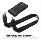 E-Tree Compatible with iPhone 14 Pro Max Case, with Crossbody Strap and Stand, Protection Shockproof Hard Phone Case Black, Perfect for Go Outside and Kid Elderly, 6.7 inch