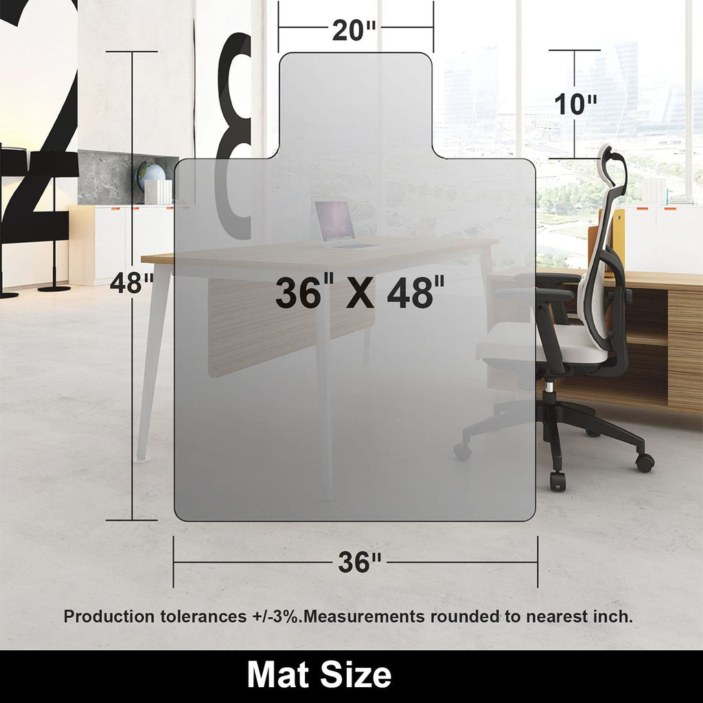 AiBOB Office Chair Mat for Hardwood Floor, 36 X 48 inches, Hard Floor Chair Mats Under Computer Desk, Easy Glide for Rolling Chairs, No Curling